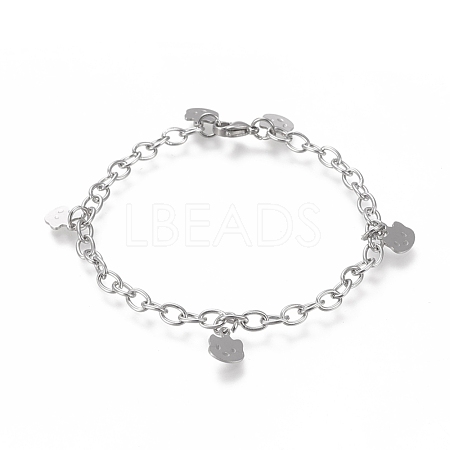 304 Stainless Steel Charm Bracelets BJEW-I288-06P-1