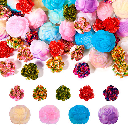 54Pcs 9 Styles Opaque Resin Beads RESI-TA0003-10-1