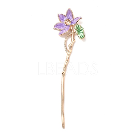 Alloy Enamel Lotus Hair Sticks OHAR-PW0006-24F-1