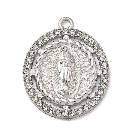 304 Stainless Steel & Rhinestone Pendants STAS-G371-09F-01P-1