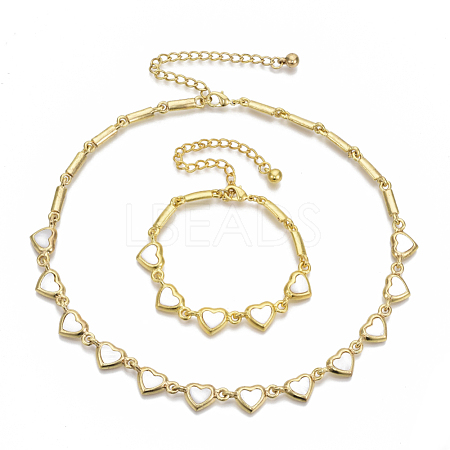 Heart Links Bracelet & Necklace Jeweley Sets BJEW-S121-05-1