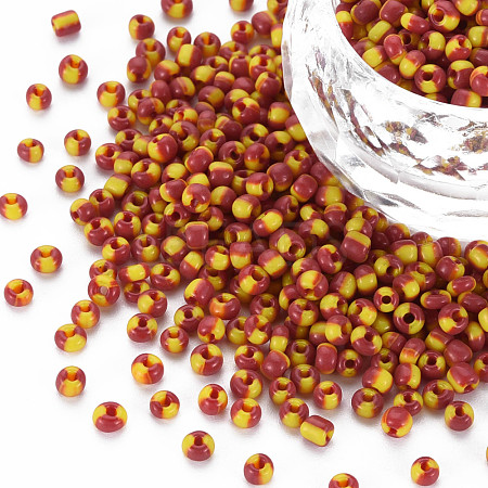 8/0 Two Tone Opaque Glass Seed Beads SEED-T006-01B-A06-1
