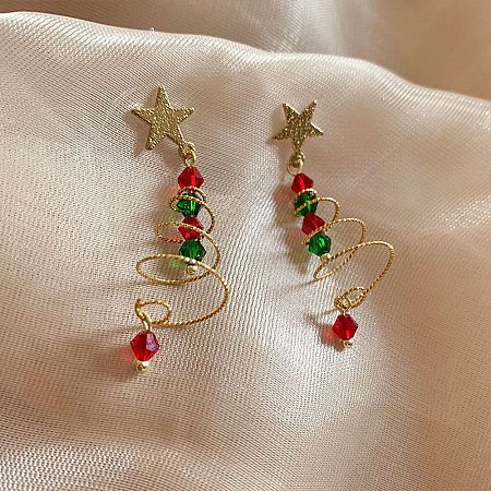 Alloy Dangle Stud Earrings EJEW-H173-03G-1