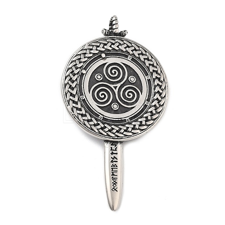304 Stainless Steel Big Pendants STAS-V008-09AS-1