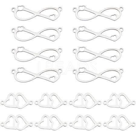 HOBBIESAY 20Pcs 2 Styles 201 Stainless Steel Connector Charms FIND-HY0001-18-1