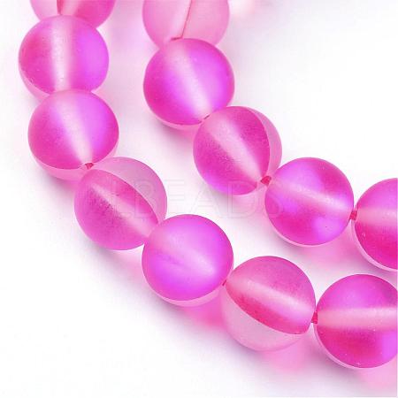 Synthetic Moonstone Beads Strands G-R375-6mm-A01-1