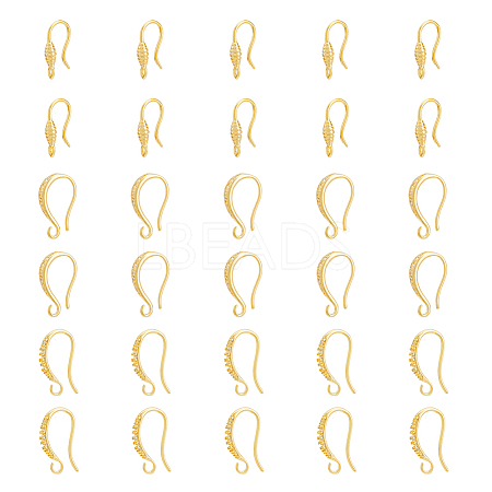 30Pcs 3 Style Rack Plating Brass Earring Hooks KK-DC0002-02-1