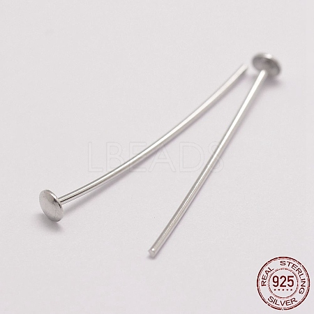 Anti-Tarnish Rhodium Plated 925 Sterling Silver Flat Head Pins STER-P024-07-B-1