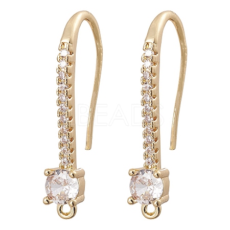 Brass Micro Pave Clear Cubic Zirconia Earring Hooks ZIRC-YW0001-03G-1