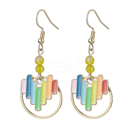 Heart Alloy Enamel & Brass Ring Dangle Earrings for Women EJEW-JE05922-1
