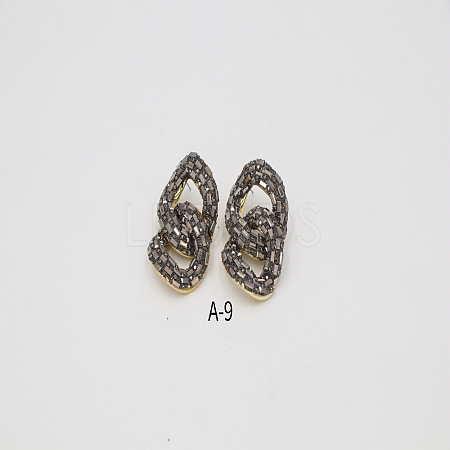 Alloy & Glass Dangle Stud Earrings FS-WG3D9CC-10-1