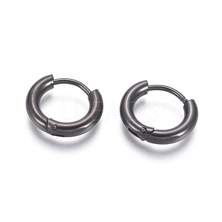 304 Stainless Steel Huggie Hoop Earrings EJEW-F111B-13mm-B-1