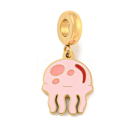 Ion Plating(IP) 304 Stainless Steel Enamel European Dangle Charms STAS-U005-33G-02-1