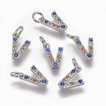 Brass Micro Pave Cubic Zirconia Charms ZIRC-L070-38V-P-1