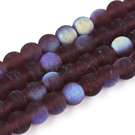 Frosted Transparent Glass Beads Strands GLAA-T032-T6mm-MBB19-1