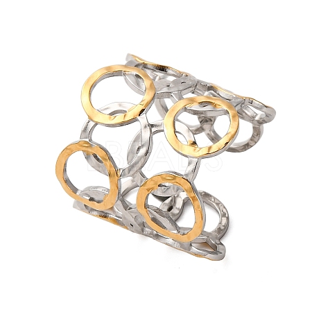 304 Stainless Steel Double Color Cuff Rings RJEW-S635-01GP-K-1