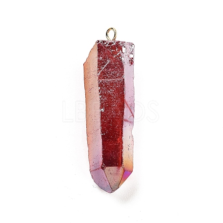 Electroplated Natural Quartz Pendants G-P315-B01-07G-1