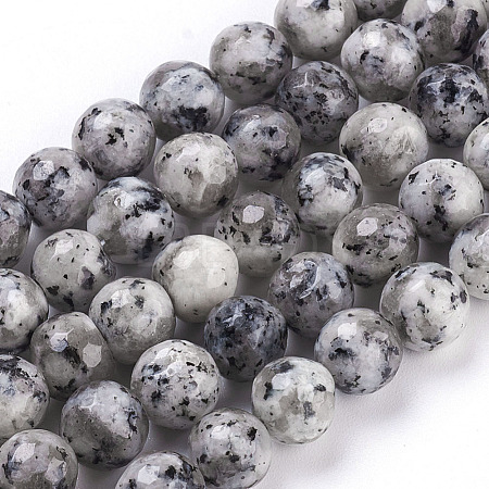 Faceted Round Natural Agate Beads Strands G-S133-07-1