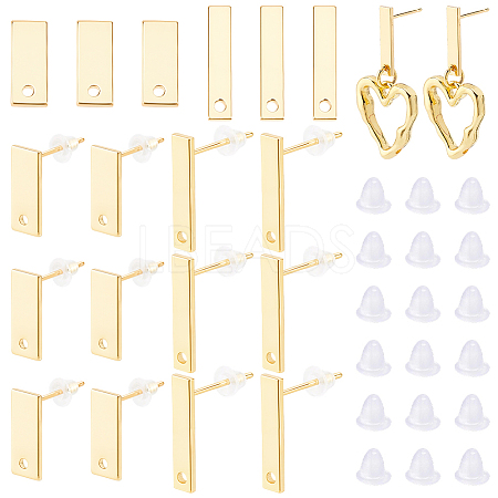 40Pcs 2 Styles Brass Stud Earrings Findings EJEW-BBC0002-30-1
