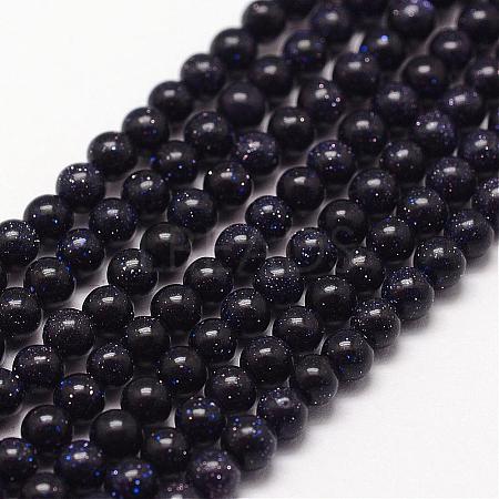 Blue Goldstone Beads Strands G-N0200-01C-3mm-1