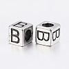 304 Stainless Steel Large Hole Letter European Beads LS-STAS-H428-01AS-B-2