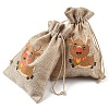 30Pcs 15 Styles Christmas Printed Jute Cloth Storage Pouches ABAG-YW0001-10-3