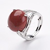 Adjustable Natural Red Jasper Finger Rings RJEW-F075-01N-4