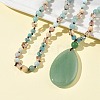 Natural Green Aventurine Teardrop Pendant Glass Beaded Long Necklaces GG-CBAE048-01C-1