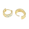 Tartan Pattern Enamel Chunky Hinged Huggie Hoop Earrings for Women EJEW-P196-22G-03-3