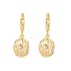 Hollow Oval Brass Clear Cubic Zirconia Leverback Earrings EJEW-H182-04A-G-4
