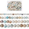 4 Strands 4 Style Natural Frosted Flower Amazonite Round Beads G-TA0001-31-9
