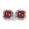 Brass Pave Natural Carnelian(Dyed & Heated) Beads KK-U043-38P-01-2