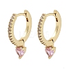 Brass Pave Cubic Zirconia Heart Hoop Earrings for Women EJEW-L269-131G-2