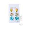 3 Pairs Back-to-school Acrylic Stud Earrings FS-WGAA197-19-1