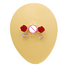 Alloy Red Resin Flower Nipple Nail Rings WG88B60-08-2