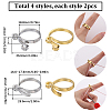 SUNNYCLUE 8Pcs 4 Style Alloy Cuff Rings RJEW-SC0001-10-2