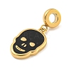 Ion Plating(IP) 304 Stainless Steel Black Enamel European Dangle Charms STAS-U005-43G-2