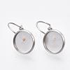 Flat Round Tray Smooth Surface 304 Stainless Steel Leverback Earring Findings STAS-R065-66-3
