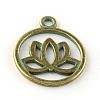 Flat Round with Lotus Zinc Alloy Pendants PALLOY-R065-170-LF-1