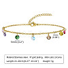 304 Stainless Steel with Flat Round Rhinestone Tassel Anklets FS-WG612B1-02-2