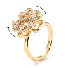 Clover Cubic Zirconia Rotatable Cuff Ring for Calming Worry Meditation RJEW-P025-05-3