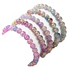 5Pcs 5 Color Crackle Glass Round Beaded Stretch Bracelets Set BJEW-JB09695-01-3