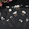 Copper Wire and ABS Imitation Pearl Hair Combs Sets for Women Girls OHAR-CY0001-20-3