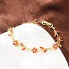 Brass Pave Cubic Zirconia Flower Link Chain Bracelets for Women KK-CBA68DA-14G-01-3