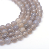 Round Natural Grey Agate Bead Strands X-G-R345-6mm-07-1