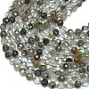 Natural Green Lodolite Quartz/Garden Quartz/Green Phantom Quartz Beads Strands G-K389-B11-01-3