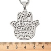 201 Stainless Steel Hollow Cut Hamsa Hand Pendant Necklaces NJEW-H065-07P-3