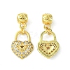 Rack Plating Eco-Friendly Brass Micro Pave Clear Cubic Zirconia European Dangle Charms KK-K330-46G-2