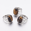 Natural Tiger Eye Wide Band Finger Rings X-RJEW-K224-A18-3