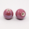 Pearlized Pale Violet Red Handmade Porcelain Round Beads X-PORC-D001-10mm-06-2